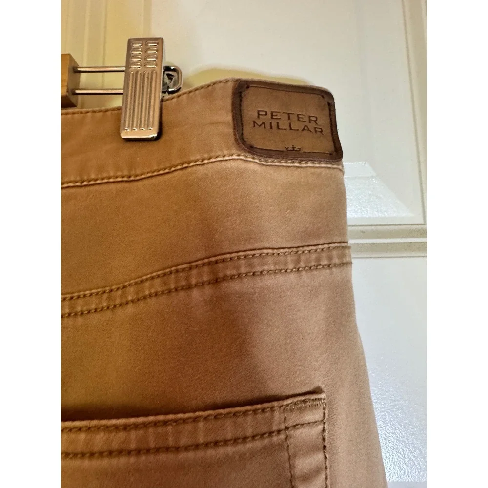 Peter Millar Men's Tan Sateen Stretch Five-Pocket‎ Pant Size 38